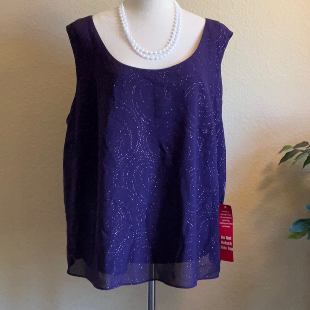 NWOT - Dana Kay - Dark Purple Sleeveless Top, 22W